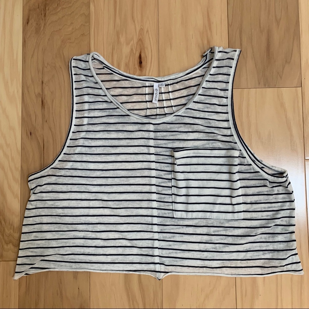 Rip Curl White and Black Striped Tank Top